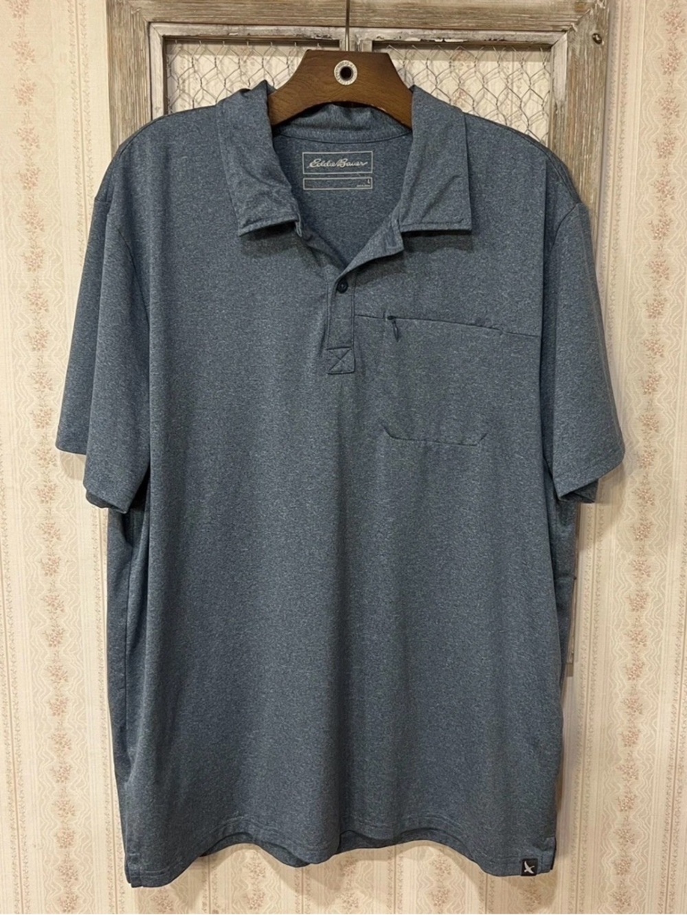Eddie Bauer Men's Blue Polo Shirt with Chest Pocket